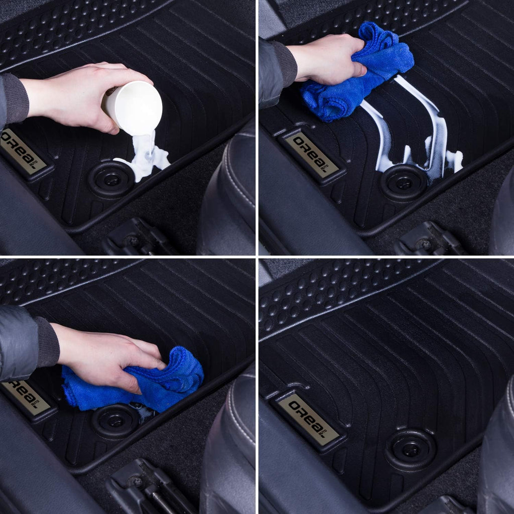 Black Floor Mats Liners Front and Rear Carpet F68015