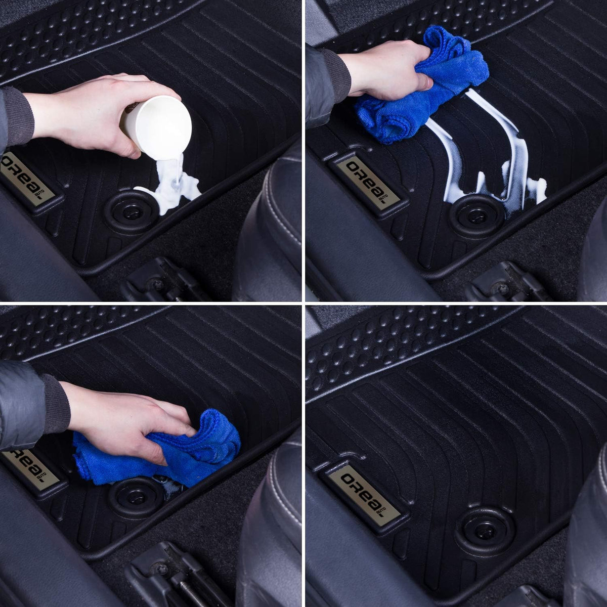 Black Floor Mats Liners Front and Rear Carpet F68015