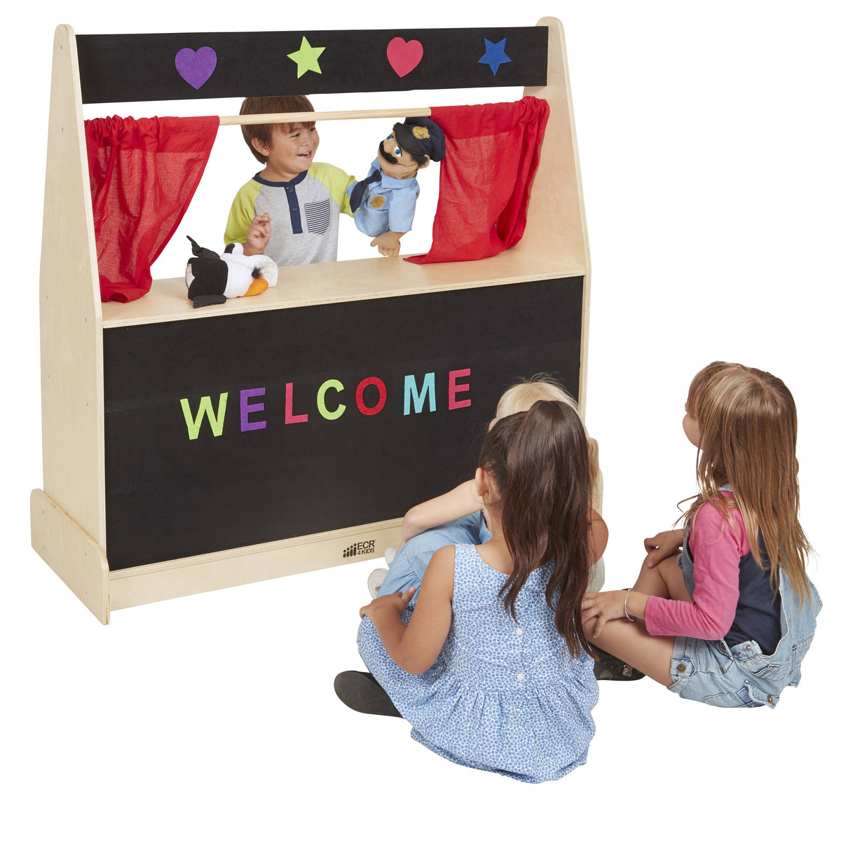Black Wood Flannel Puppet Theater Z351686