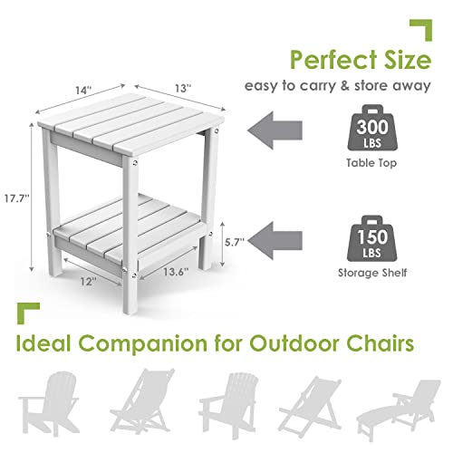 Dark Brown HDPE Plastic Outdoor Side Table with Storage Shelf G901