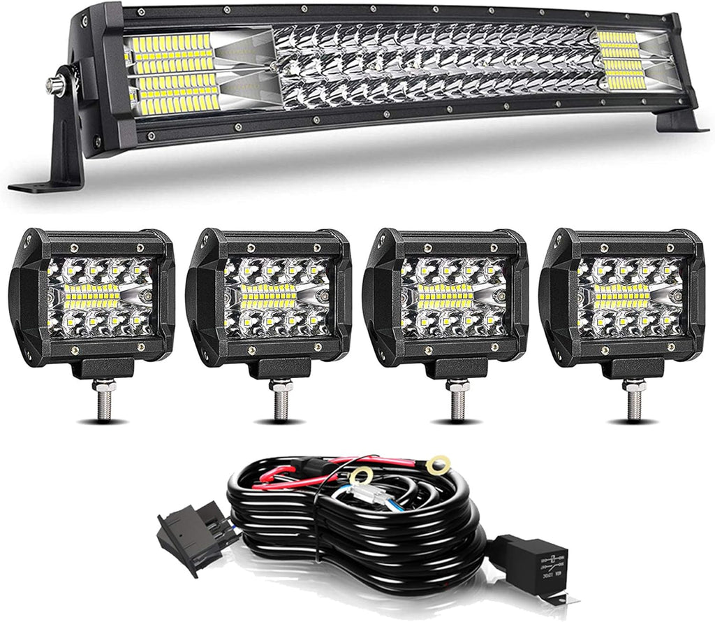 32 LED Light Bar with Wiring Harness and 4 Inch Fog Lamps D626437