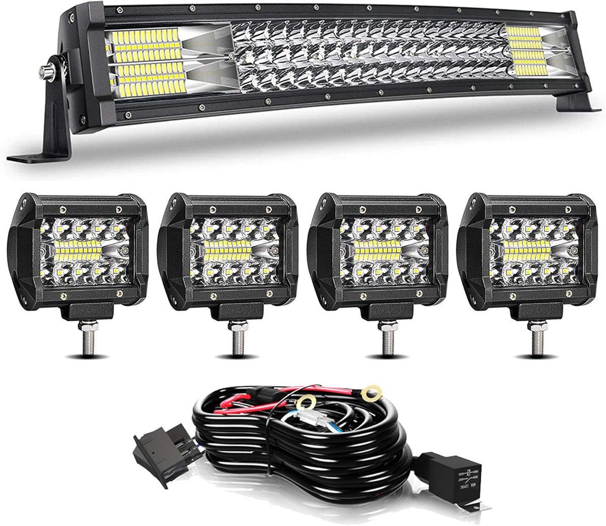 32 LED Light Bar with Wiring Harness and 4 Inch Fog Lamps D626437