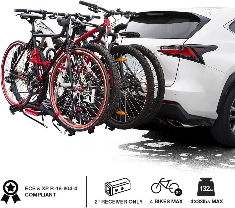 4-Bike Hitch Mounted Bicycle Carrier Rack H737