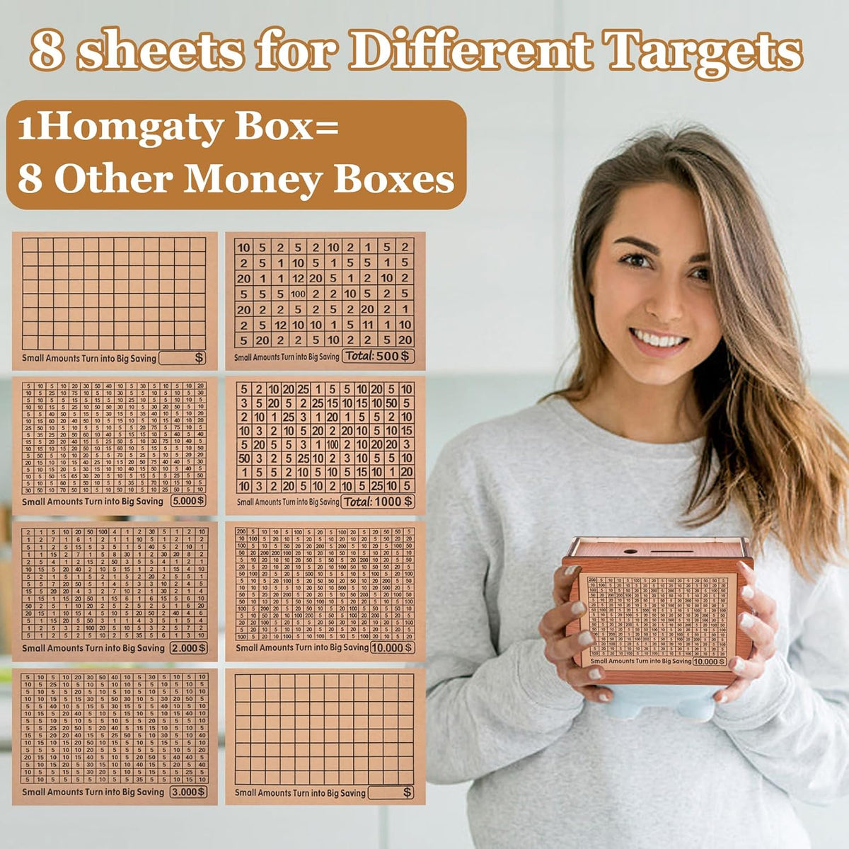 Wooden Money Saving Box with Counter L4622