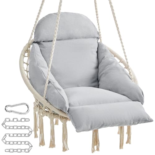 Cream White Hanging Hammock Chair with Cushion W2507