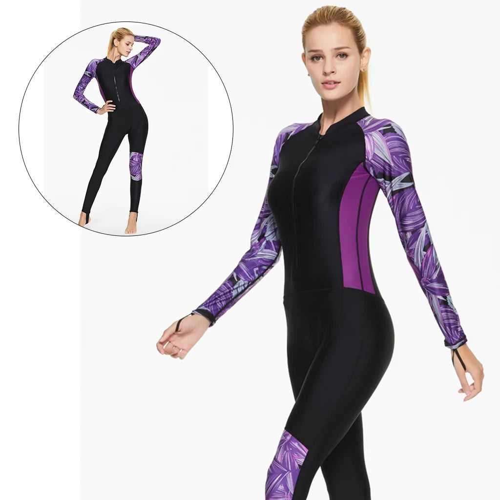 Women Wetsuit Scuba Diving Suit Front Zip Dive Skin H722133