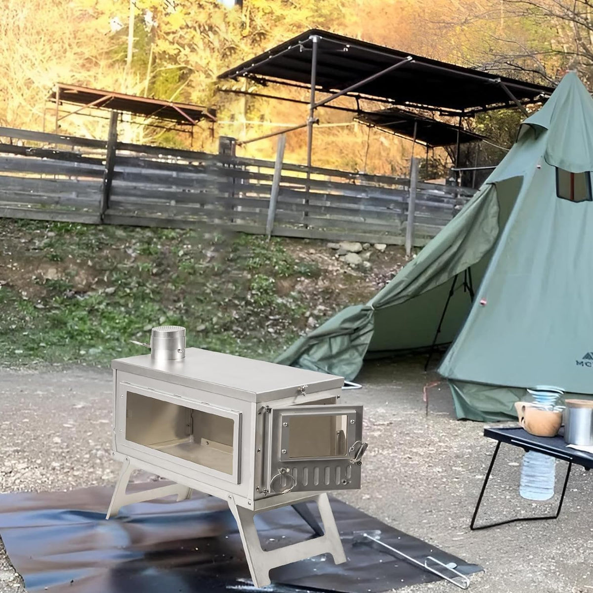 Stainless Steel Folding Wood Stove with Folding Pipe V6434