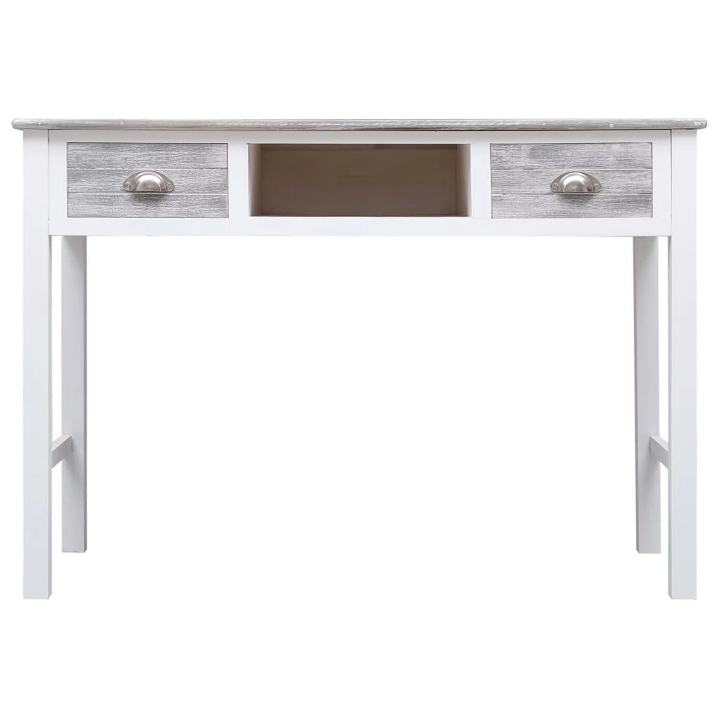 Gray Wood Writing Desk with 2 Drawers 43.3in x 17.7in x 29.9in B997441