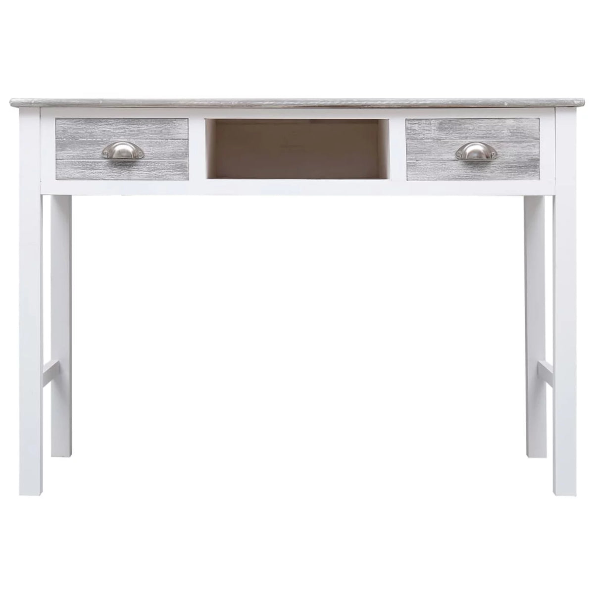 Gray Wood Writing Desk with 2 Drawers 43.3in x 17.7in x 29.9in B997441