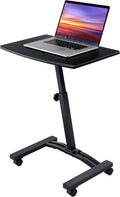 Mobile Height Adjustable Laptop Workstation Desk Cart with Wheels, White R296