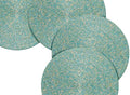 Gold White 13" Round Set of 4 Beaded Placemat O9313