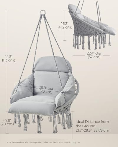 Cream White Hanging Hammock Chair with Cushion W2507
