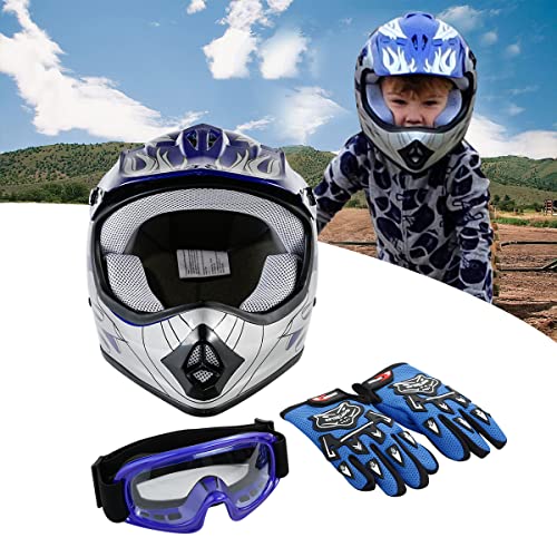 Youth Kids Dot Helmet Motorcycle Motocross Offroad Helmet Goggles Gloves M64091