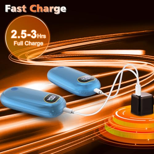 Hand Warmers Rechargeable 2 Pack with Dual-Sided Heating, LED Display & Flashlight J383