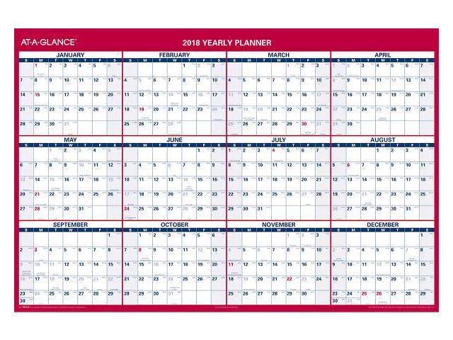 Erasable Vertical/Horizontal Wall Planner, 32 x 48, Blue/Red M8583