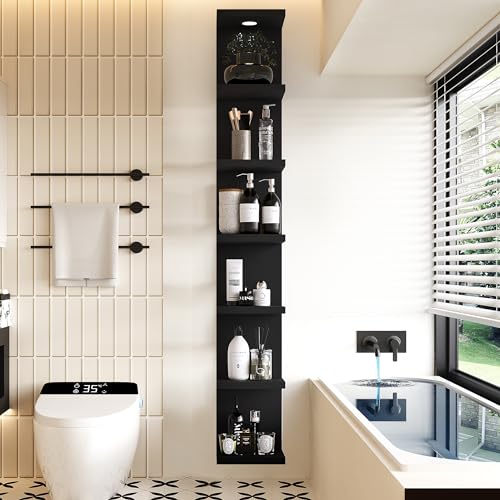 7 Tier Black Wall Shelf with LED Remote Control Light L146