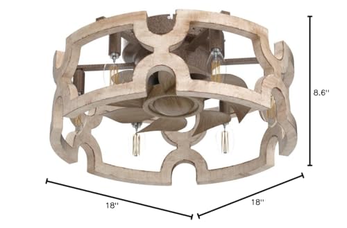 White Caged Ceiling Fan with Light W8227