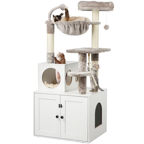 Large Wood Cat Tree with Litter Box Enclosure F154130