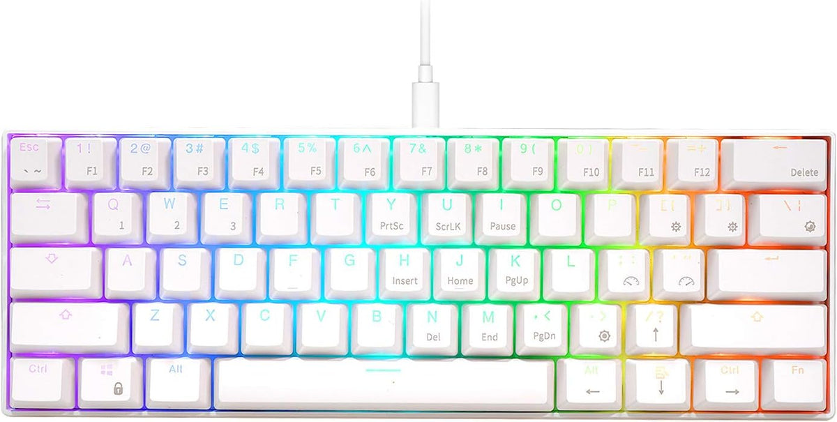 Wired 60% Mechanical Gaming Keyboard RGB Backlit Hot-Swappable Red Switch White I165646