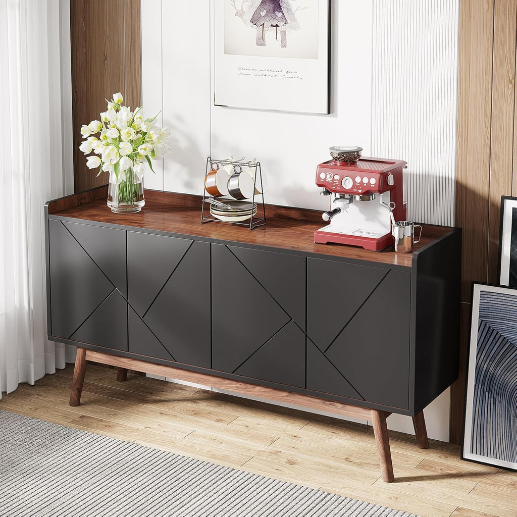 Black 55" Wood Sideboard Cabinet with Doors J88499