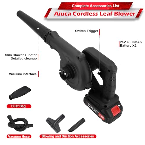 24V Cordless Electric Leaf Blower with 2 Pack Batteries and Charger Z47611