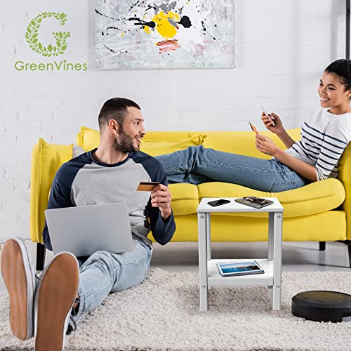 Dark Brown HDPE Plastic Outdoor Side Table with Storage Shelf G901