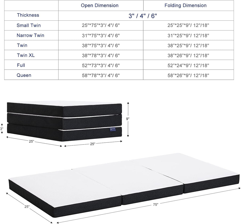Folding Gel Memory Foam Mattress Topper with Washable Cover Q85760