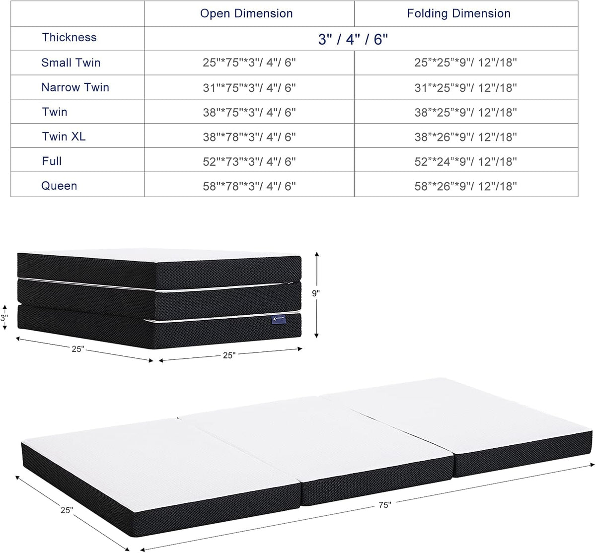 Folding Gel Memory Foam Mattress Topper with Washable Cover Q85760