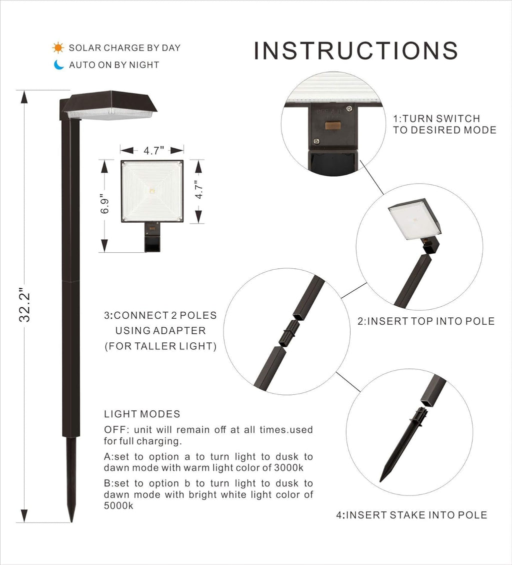 Solar Pathway Lights 300 lumens 4 Pack W1605