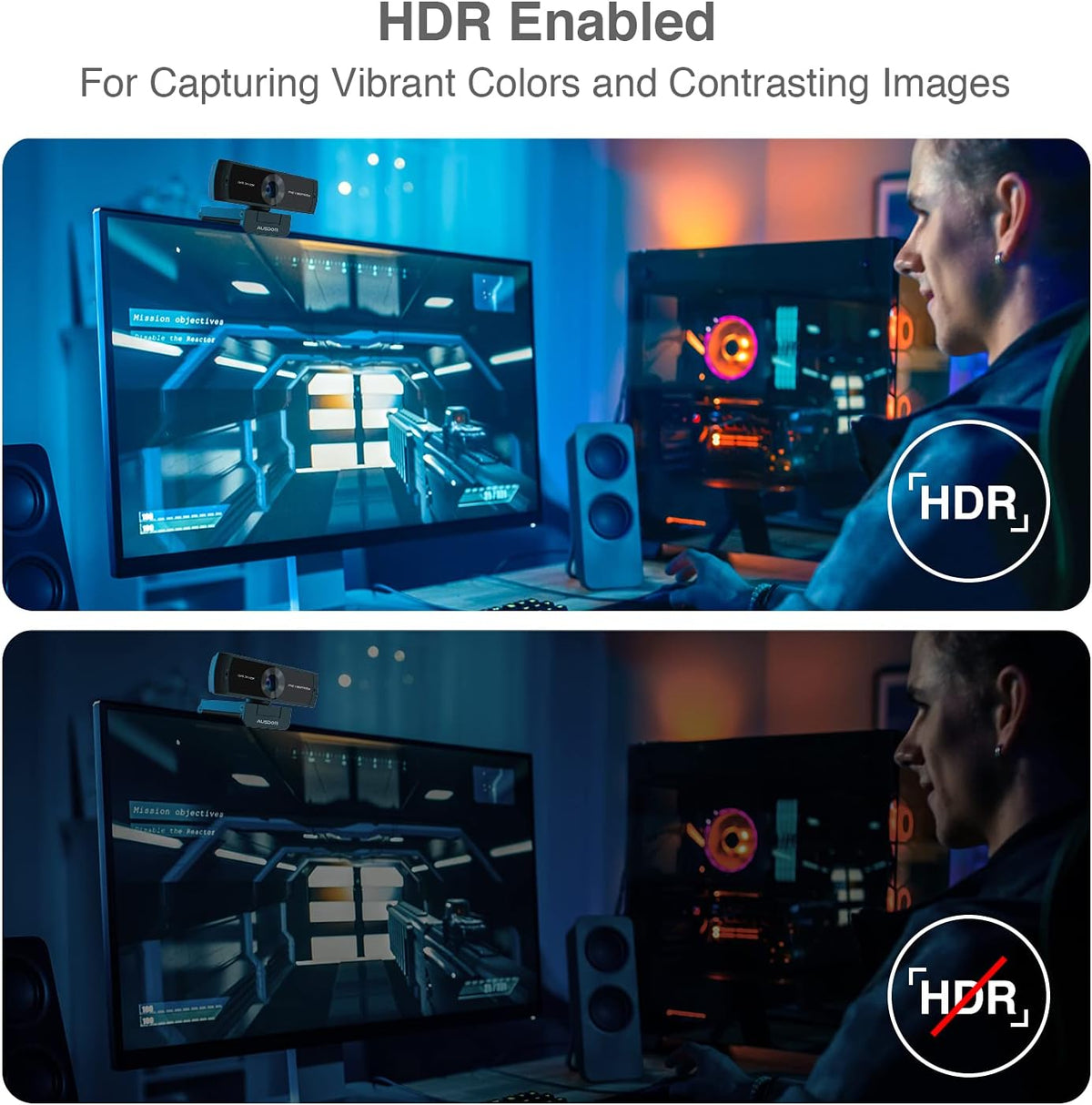 2K QHD Webcam with HDR, Dual Noise Canceling Mics & Privacy Cover O7241