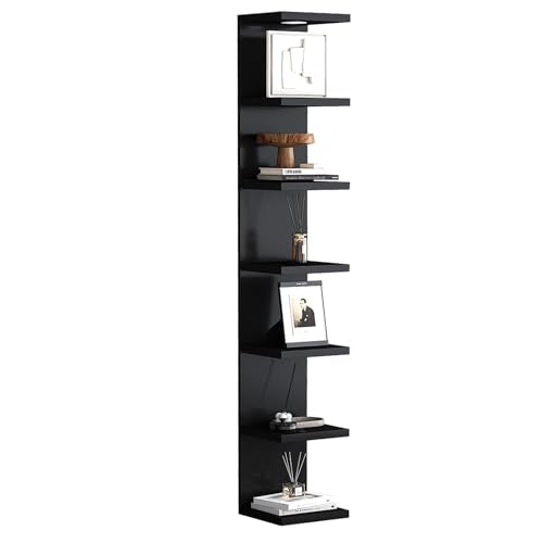 7 Tier Black Wall Shelf with LED Remote Control Light L146