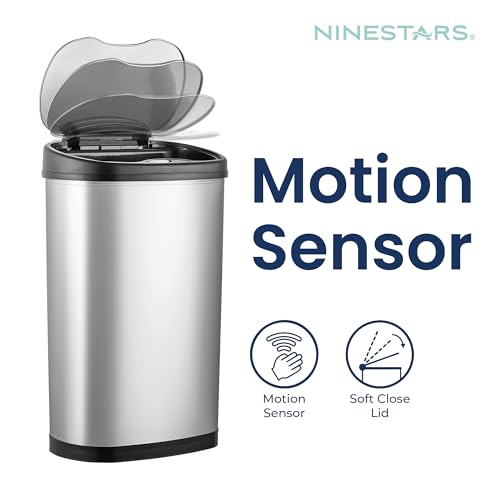 13 Gallon Stainless Steel Automatic Motion Sensor Trash Can W266