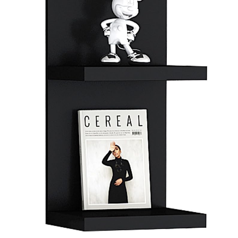 7 Tier Black Wall Shelf with LED Remote Control Light L146