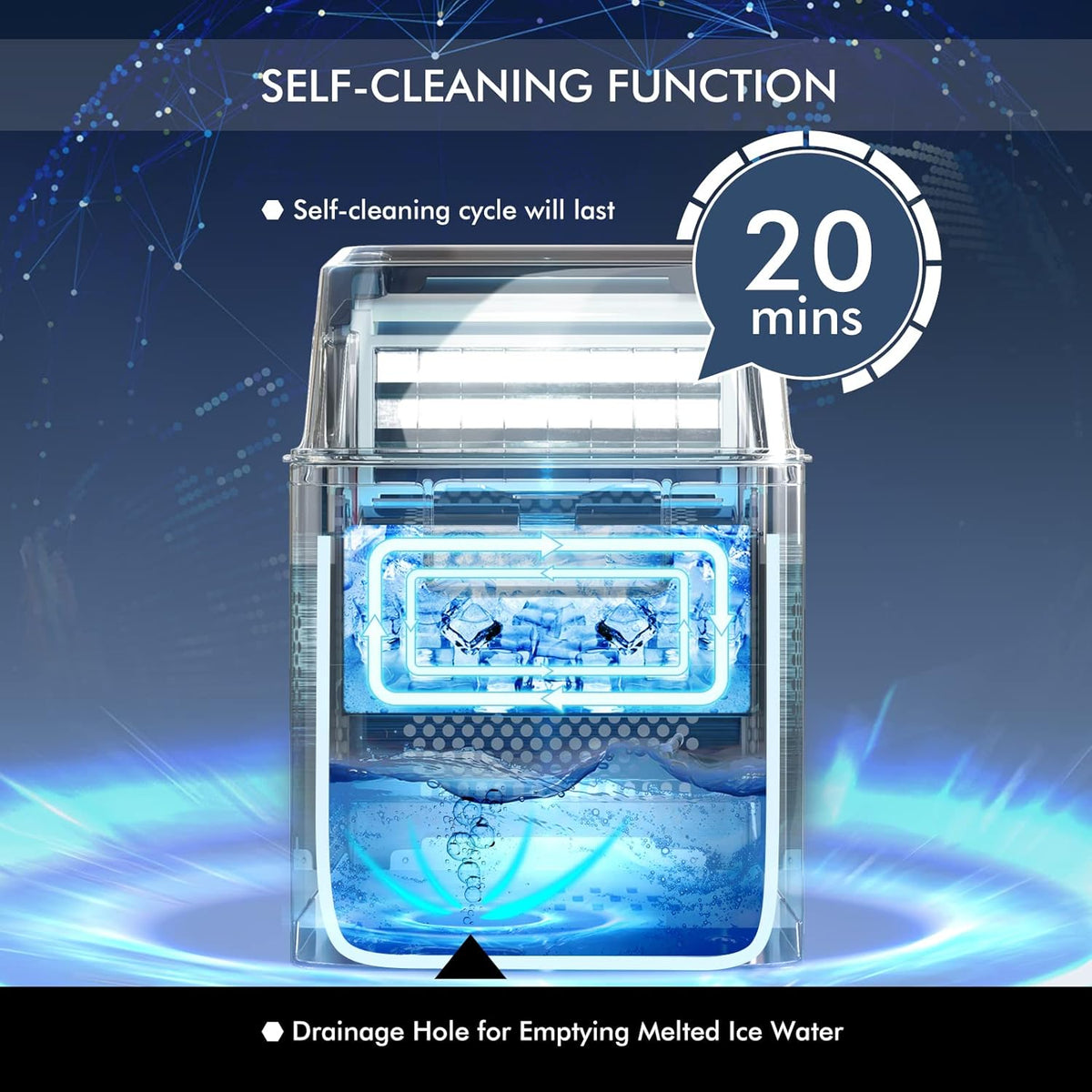 40LBS/24H Portable Compact Ice Machine with Auto Self-Cleaning Function N714199