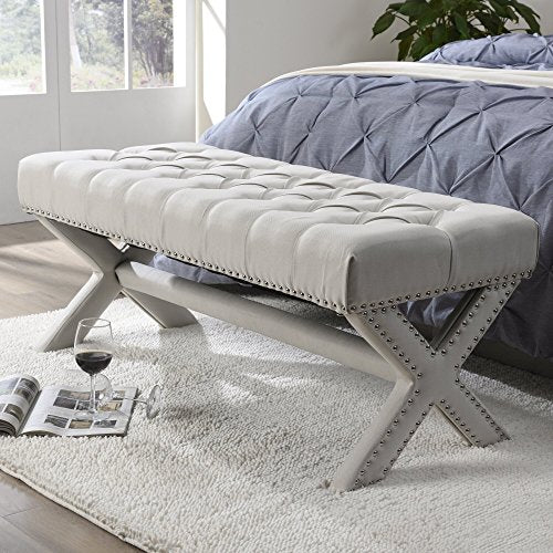 Dark Grey Velvet Bench V17919