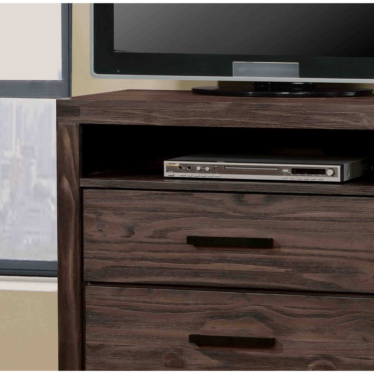 Dark Grey Wire-Brushed 3-Drawer Media Chest C2884