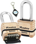 2 Pack Brass Resettable Combination Padlock with Key Chain Light W59204