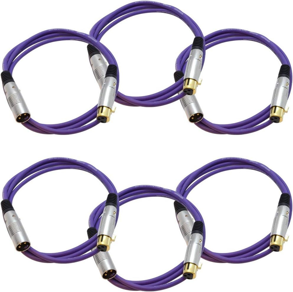 6 Pack 6 Foot Gold Plated Orange XLR Microphone Cable K66794