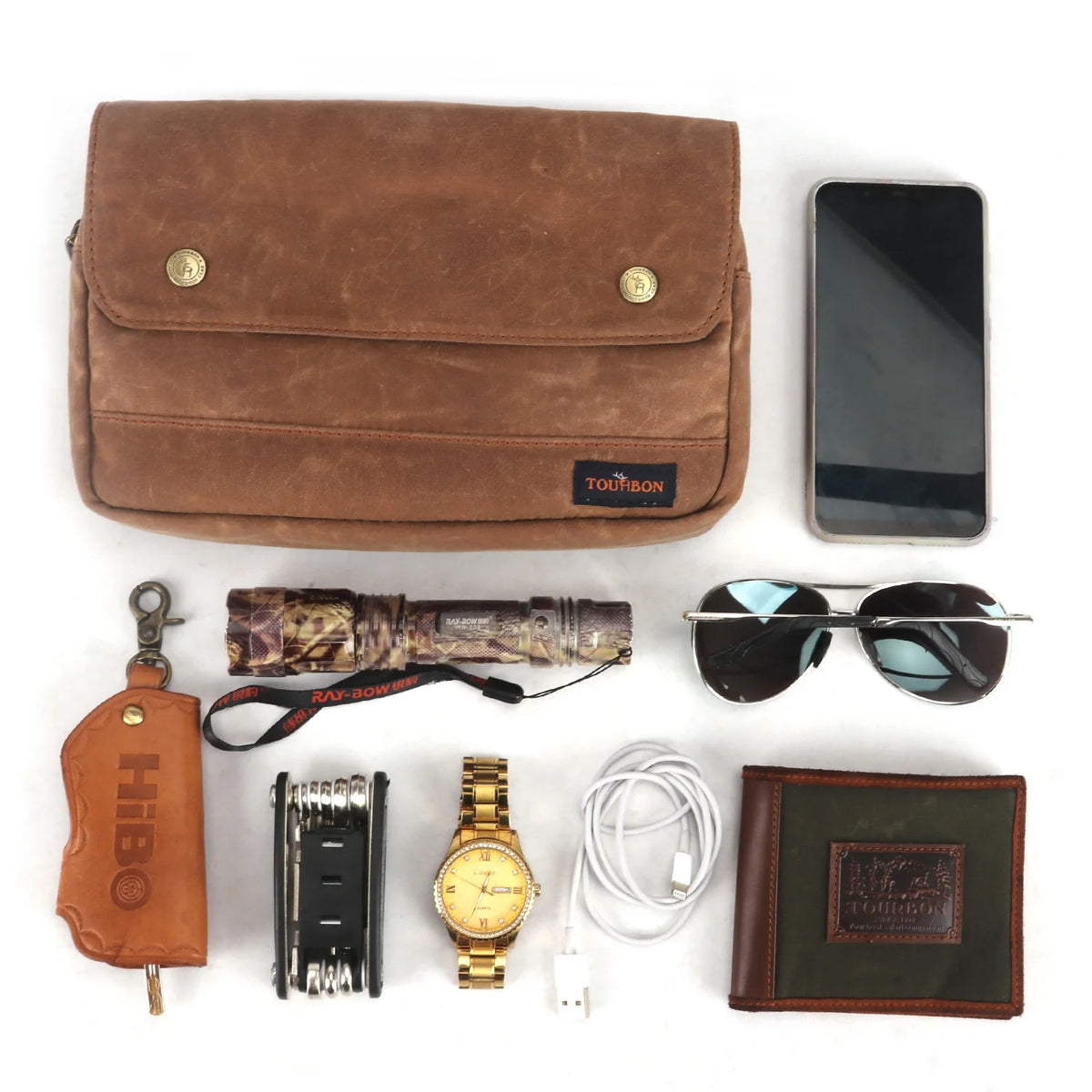 Brown Waxed Canvas Bicycle Pouch Bag Y69575