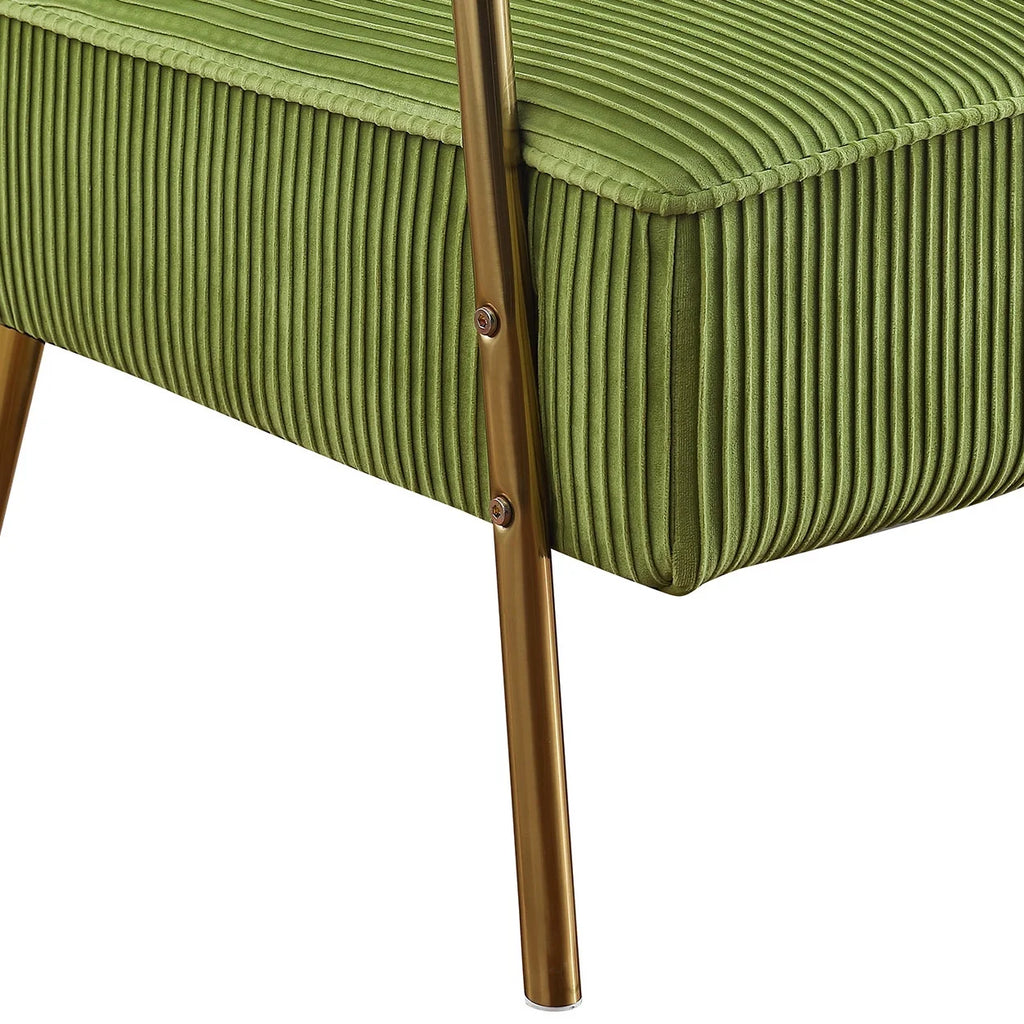 Olive Green Velvet Upholstered Loveseat Sofa with 2 Pillows C7720