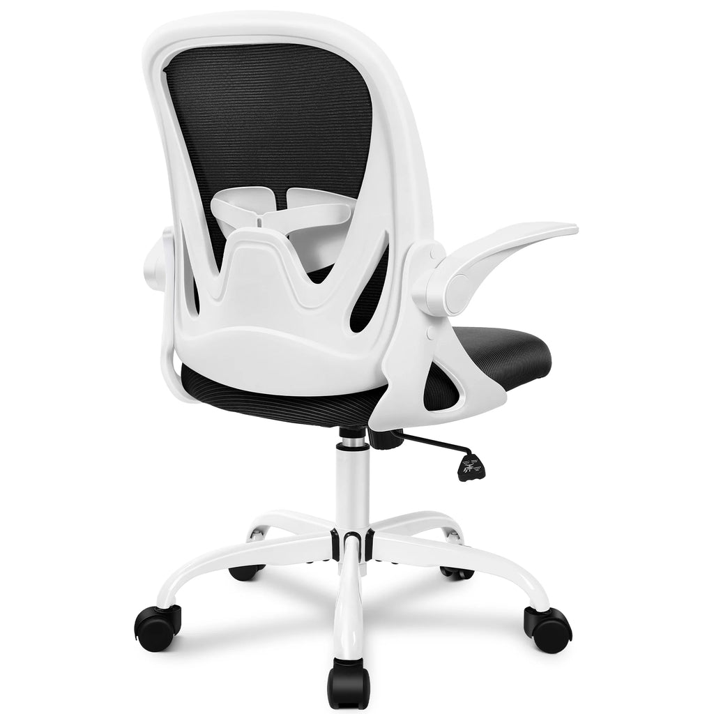 White Ergonomic Mesh Office Chair with Flip up Armrests S30332
