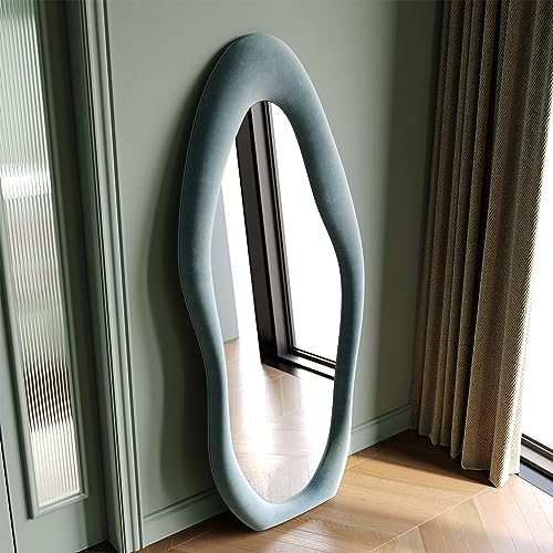 63" x 24" Flannel Wrapped Wooden Frame Irregular Wavy Full Length Mirror Z461646