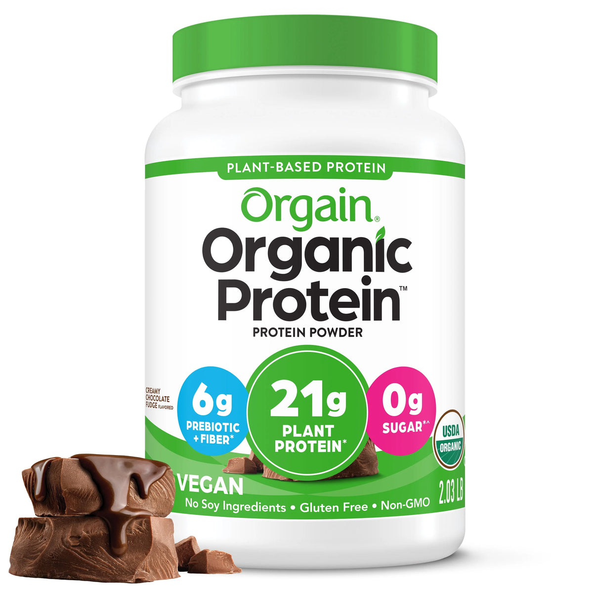 Organic Vegan 21g Protein Powder Creamy Chocolate 2.03lb R345