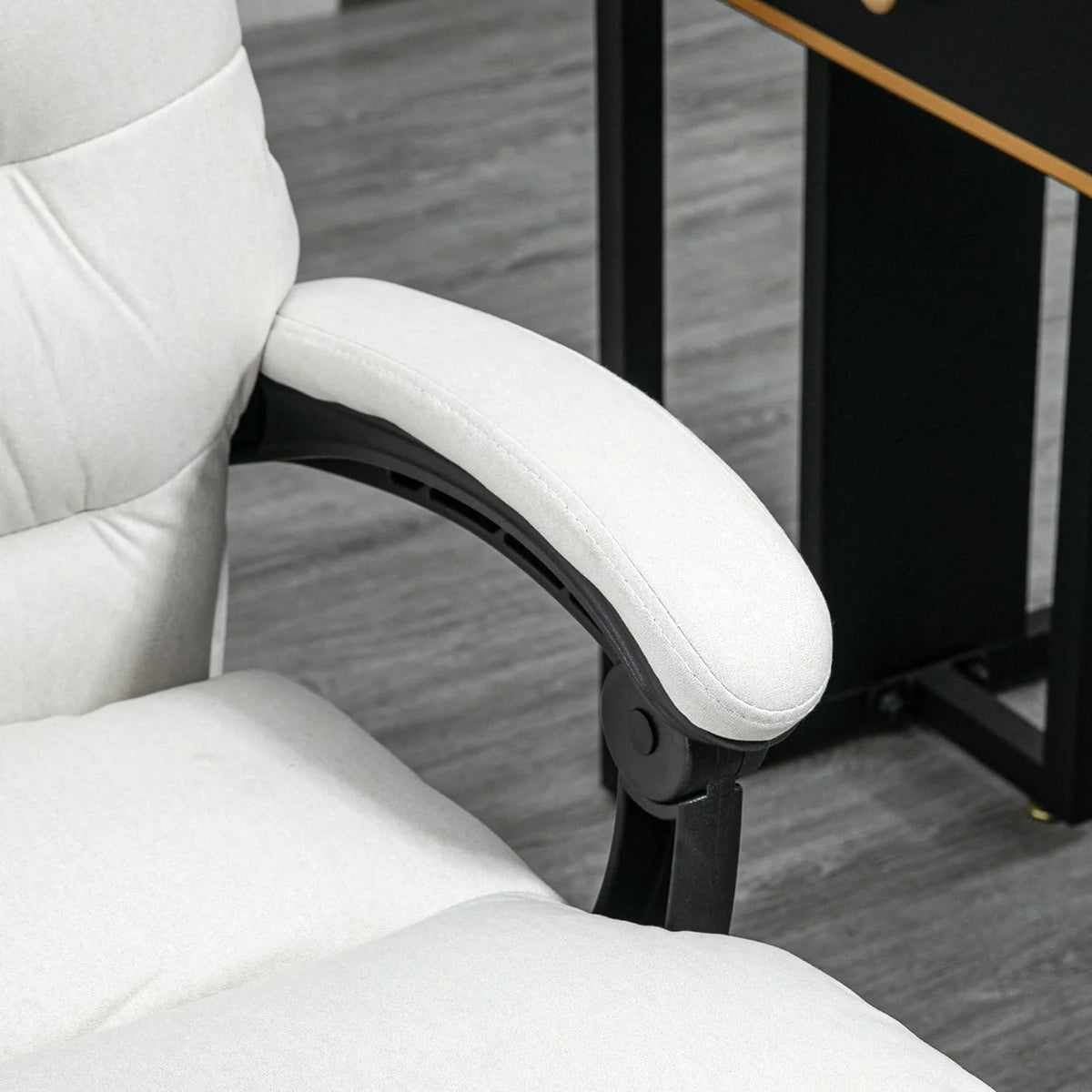 Cream White Microfibre Heated Reclining Massage Office Chair with Footrest O65552