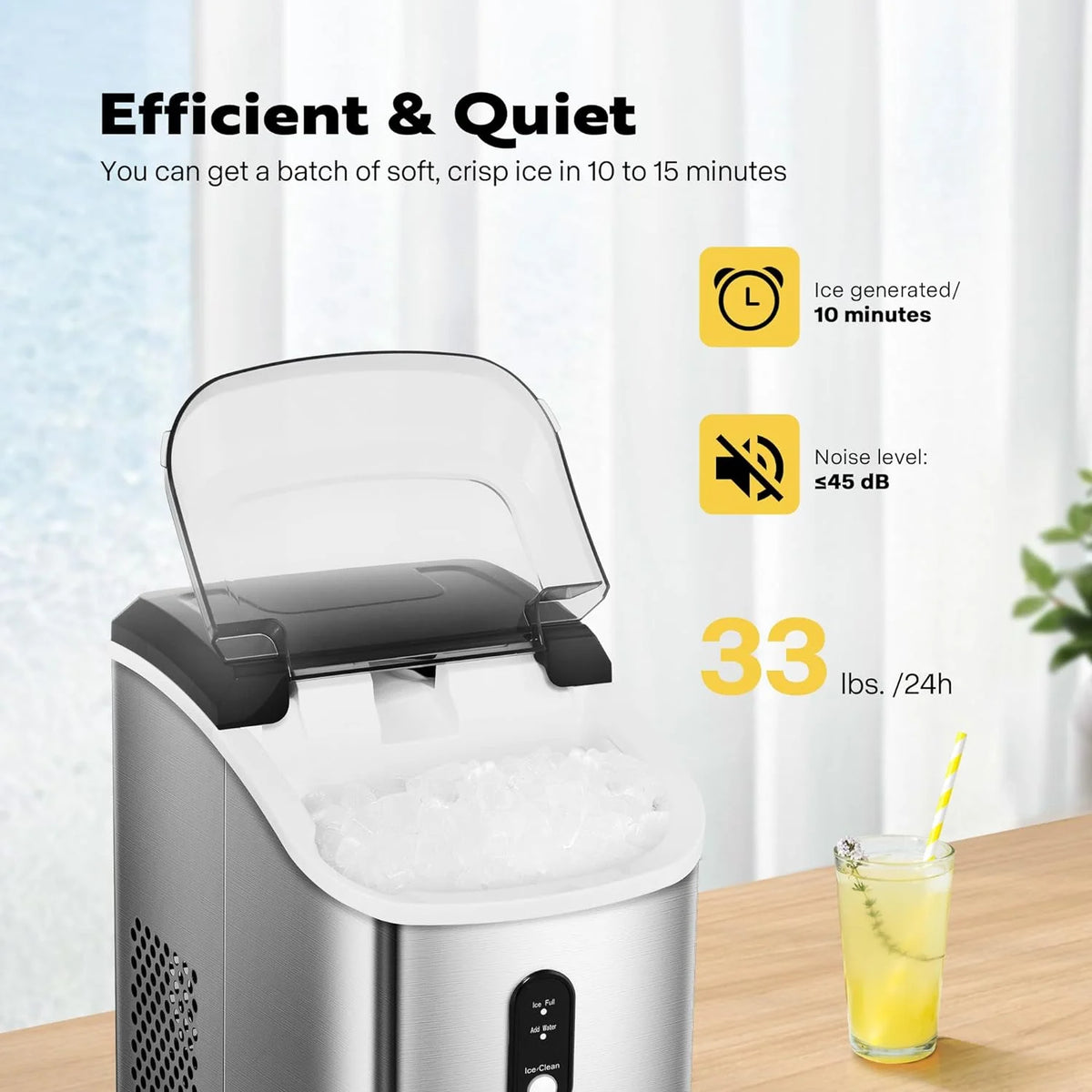 Countertop Nugget Ice Maker with Scoop and Self Cleaning Z310