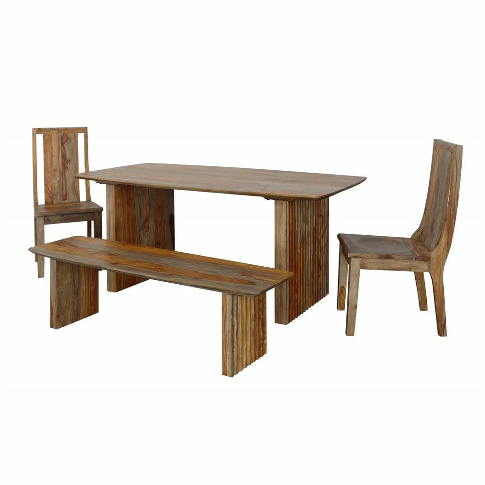 Midcentury Solid Sheesham Rectangle Dining Table Z95268