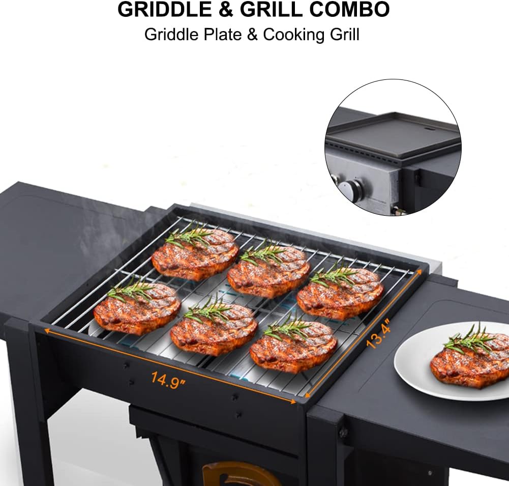 Black 2 Burner Flat Top Gas Griddle with Lid N1989