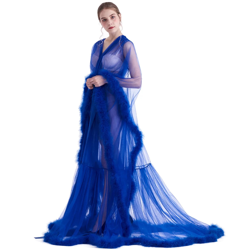 Sheer Long Tulle Robe G44090