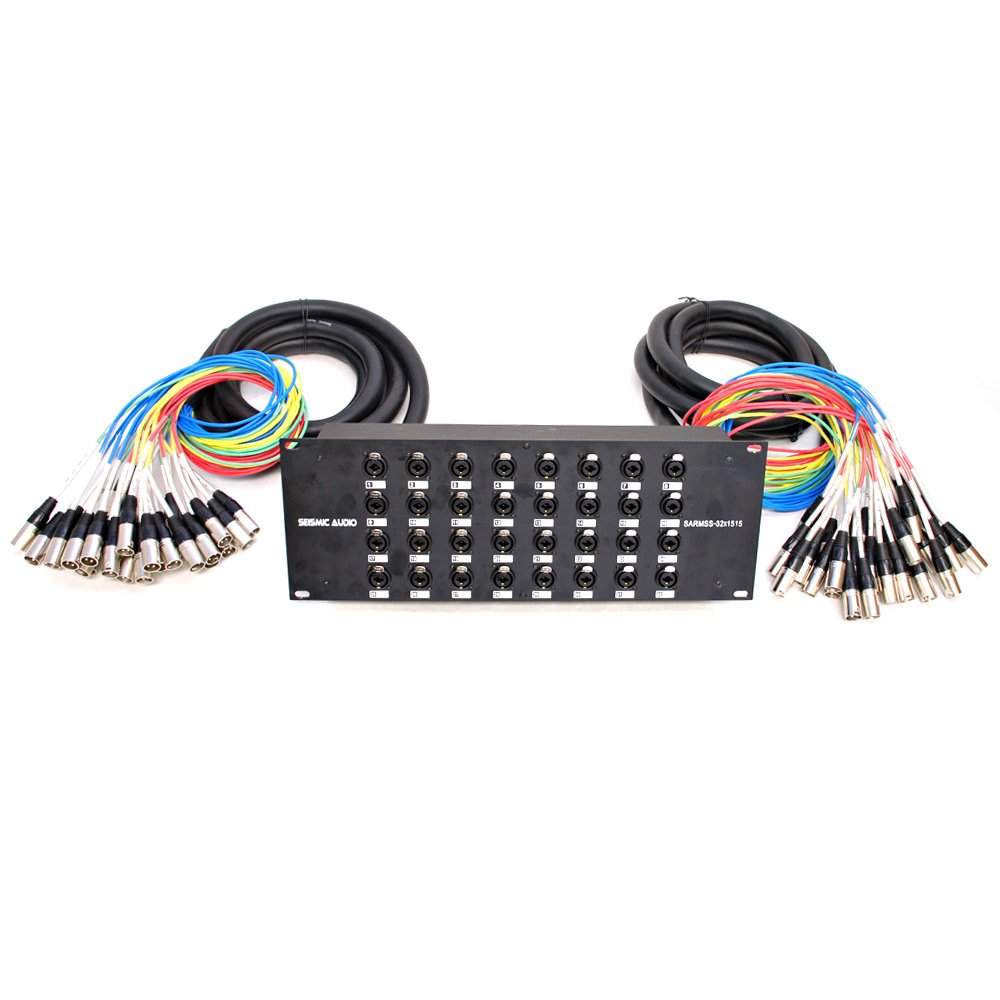 32 Channel XLR TRS Combo Splitter Snake Cable with two 15' XLR trunks O980