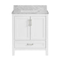 White Undermount Single Sink Bathroom Vanity with Natural Carrara Marble Top J3085